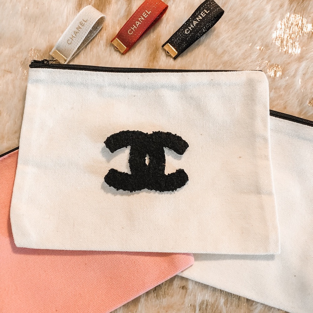 Stylish designer pouch chenille lettering
